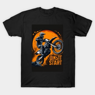 Dirt bike wheelie - orange globe T-Shirt